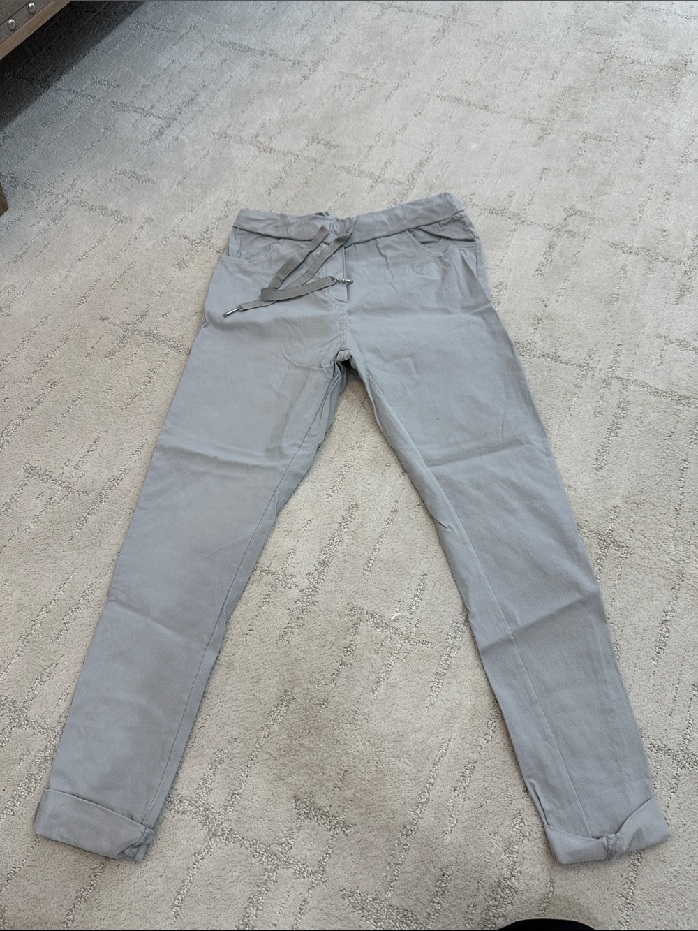Light Gray Drawstring Tapered Joggers